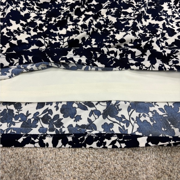 Lauren Ralph Lauren Floral Navy Ivory Ruched Sheath Short Sleeve Dress Size 12 - Picture 2 of 10